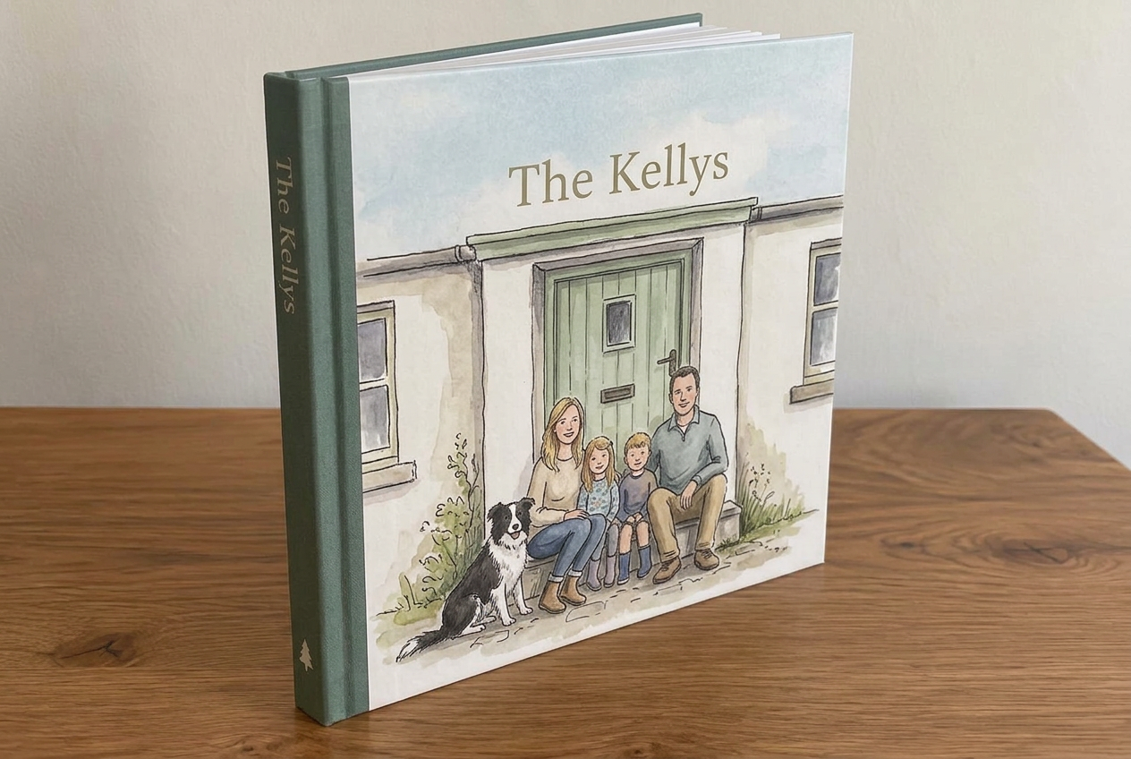 The Heirloom Edition standing up, showing its green printed spine with the title The Kellys