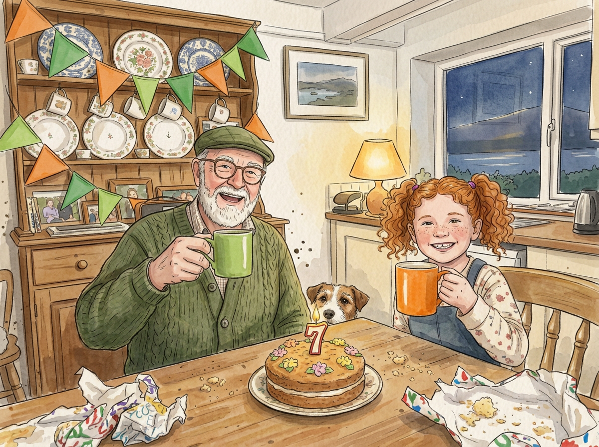 The birthday painted as a picture-book page
